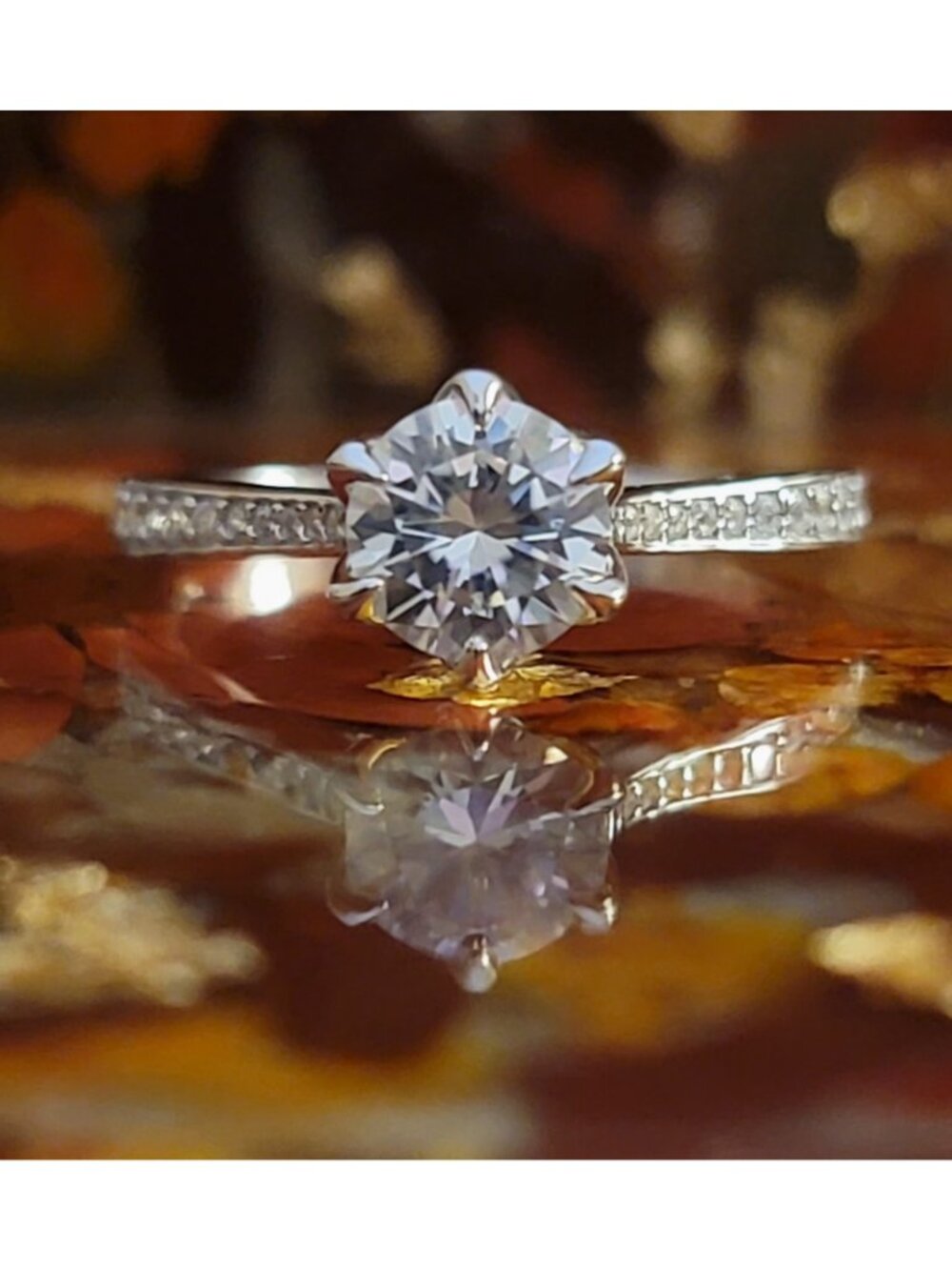 1 CT Round Moissanite Solitaire Ring S925 18K White Gold Plated Size 7.5 NWT
